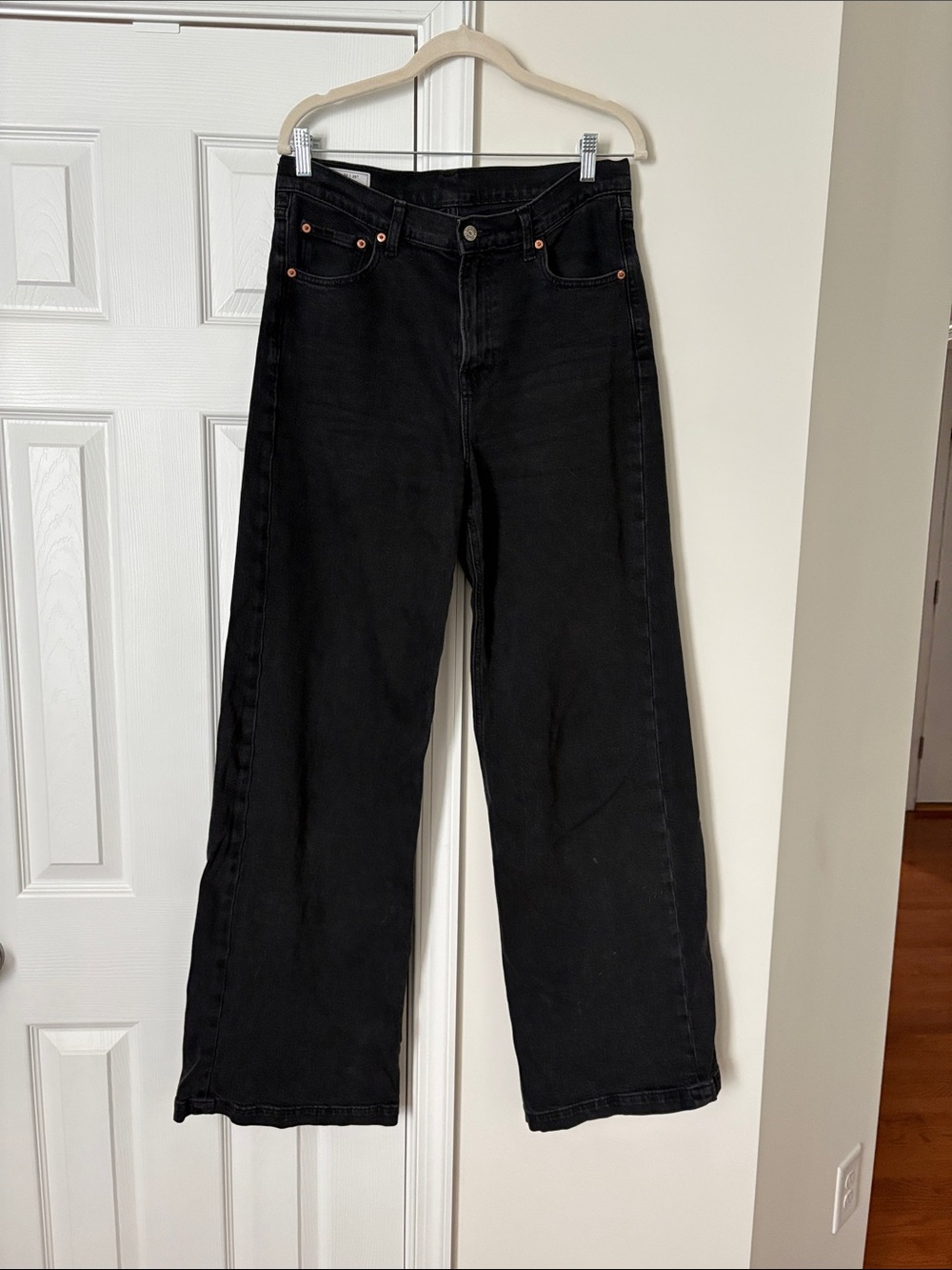 GAP High Rise Stride Black Wide-Leg Jeans - TALL